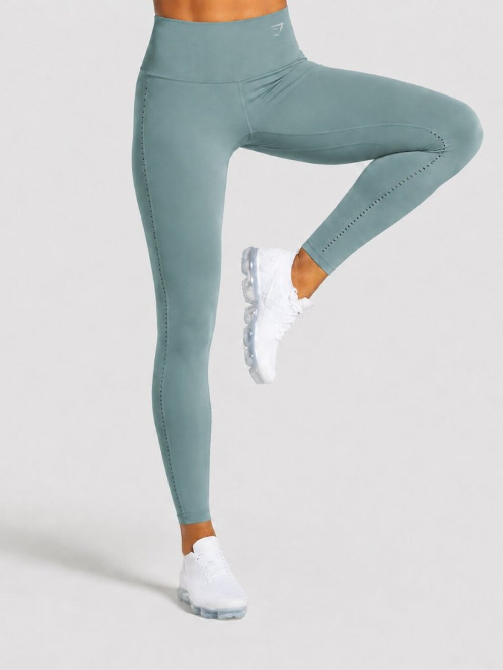 Gymshark XL Sage Green High Rise Perforated Workout Leggings